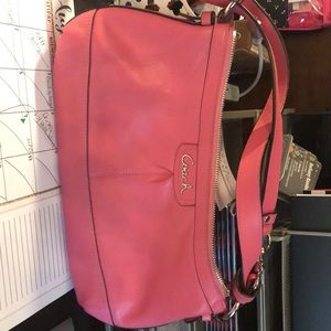Coach handbag, Coral colored with silver accents